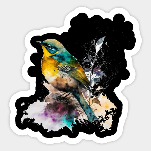 A nice bird with leaves Sticker by KhaledAhmed6249